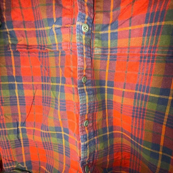 REI Cooperative Red/Orange and Green Plaid Casual Button Down Long Sleeve Shirt - Picture 5 of 9